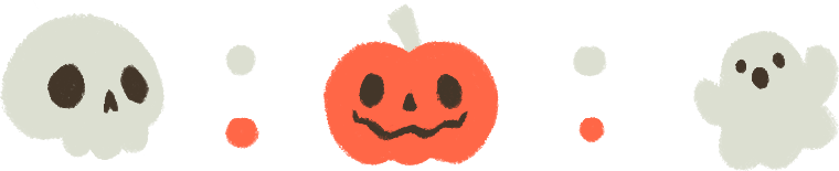 Border with a skull, pumpkin and ghost
